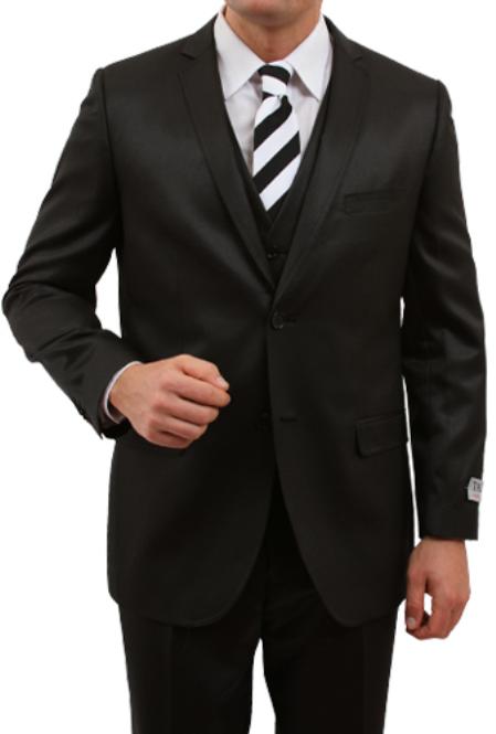 Men'S Shiny Flashy Sharkskin Silver Grey ~ Gray With Black Trim Tuxedo Suits Jacket Blazer main image 1