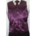 Men's Shiny Dark Purple Microfiber 3-piece Dress Tuxedo Wedding Vest ~ Waistcoat ~ Waist coat Buy 10 of same color Tie For $25 Each mensusa