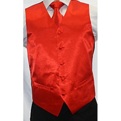 Men's Shiny Red Microfiber 3-piece Dress Tuxedo Wedding Vest ~ Waistcoat ~ Waist coat Buy 10 of same color Tie For $25 Each - Men's Neck Ties - Mens Dress Tie - Trendy Mens Ties mensusa