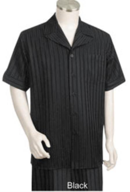 Men's Silky Soft Polyester Short Sleeve Two Piece Mens Walking Outfit mensusa