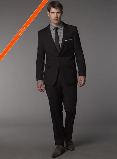 Men's Slim Fitted Cut Black 1/2 button Cheap Priced Business Suits Clearance Sale + Skinny Tie mensusa