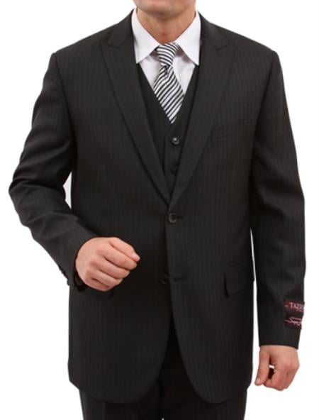 Men's Solid Black 2 Button Front Closure Discounted Sale Fit Suit ...