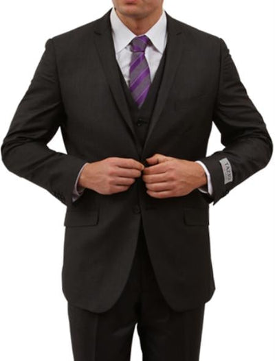 Men's Solid Black 2 Button Front Closure Side Vent Suit mensusa