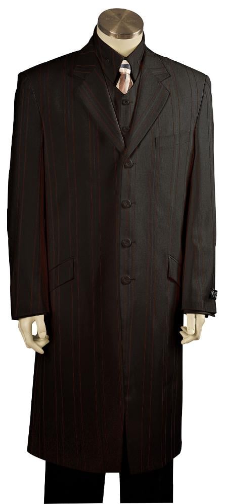 Men's Brass Button Black Plain Zoot Suit
