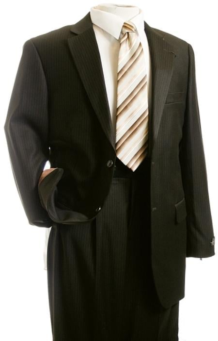 Men's Light Beige ~ Tan ~ Taupe Stripe ~ Pinstripe 2-Button Cheap Priced Business Suits Clearance Sale