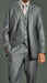 Men's Two Button Vested Shiny Flashy Metallic Light Grey Slim Fit Suit mensusa