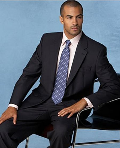 Men's Vented Non-Pleated Solid Black Suit mensusa