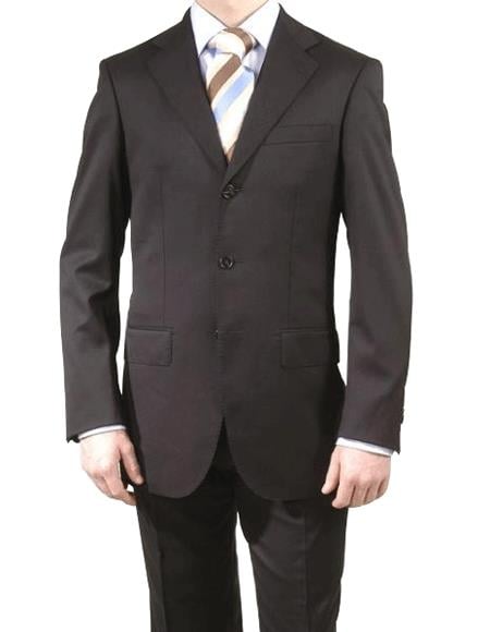 Men's premier quality Online Sale Clearance Three - 3 Buttons Style Double Vent Liquid Black Supe - mensusa
