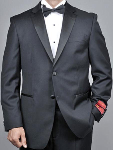 Authentic Statement Brand Men's Lapel Tuxedo 2 Button Black - High End Suits - High Quality Suits