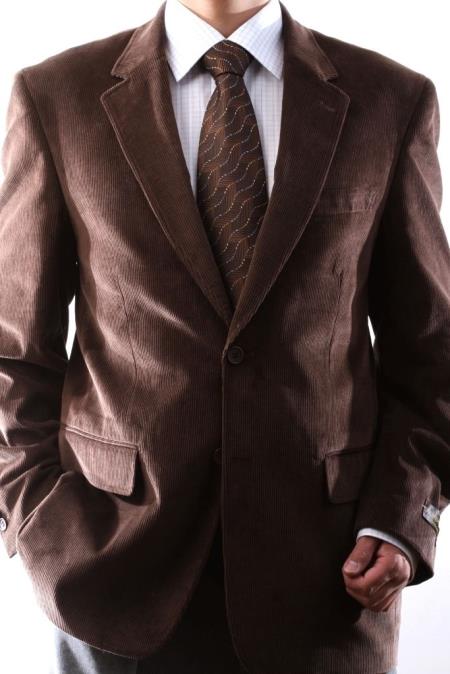 Men's Two Button Brown 100% Cotton Corduroy Sport Coat main image 0