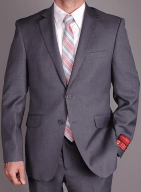 Authentic Statement Brand Men's 2 Button Slim Cut Suit Charcoal Gray- High End Suits - High Quality Suits