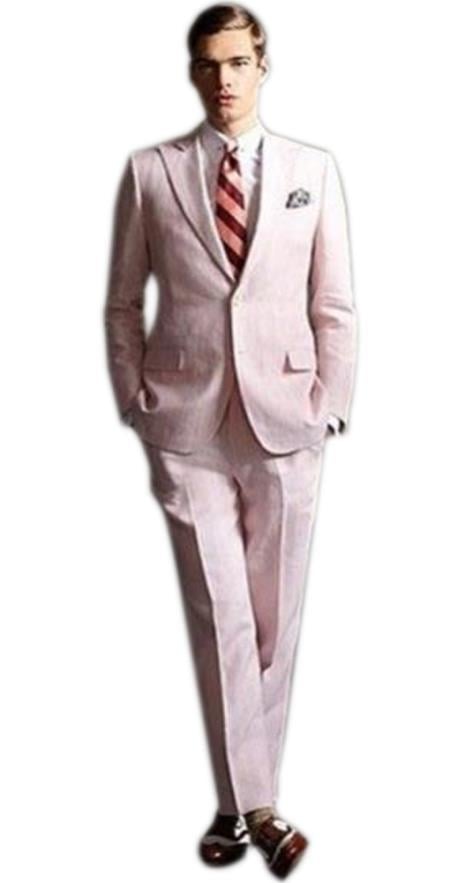 Men's high fashion Two Buttons Pink suit