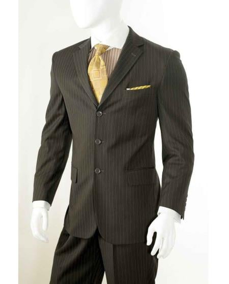 Men'S 2 Button Banker Pinstripe ~ Stripe 3 Piece Grey Vested Suit