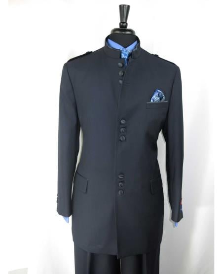 Men's Eight Button Mandarin Banded Collar Ivory Suits