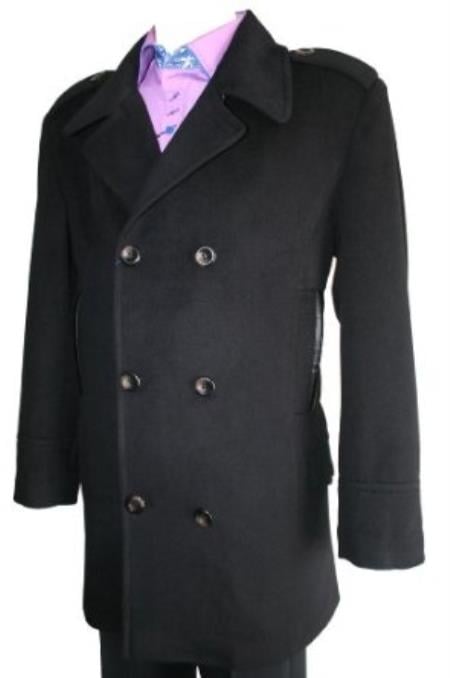 Men's Wool Winter Coats Designer Men's Wool Peacoat Sale Duster Style Grey main image 1
