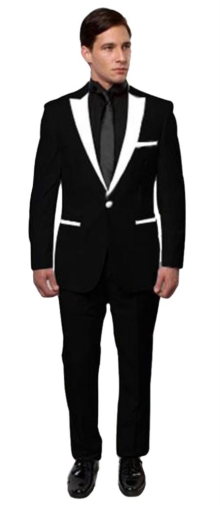 Men's Black And White Lapel Tuxedo Two Toned Velvet Fabric ...