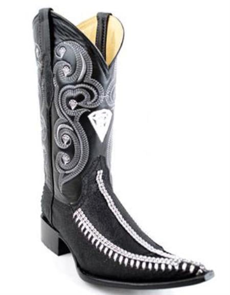 Bota Vaquera Fashion Tejida Diamantada Negro