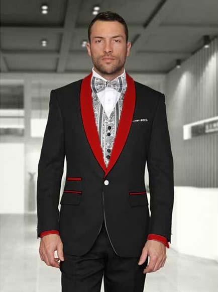 Red Shawl Lapel One Button Men Suits
