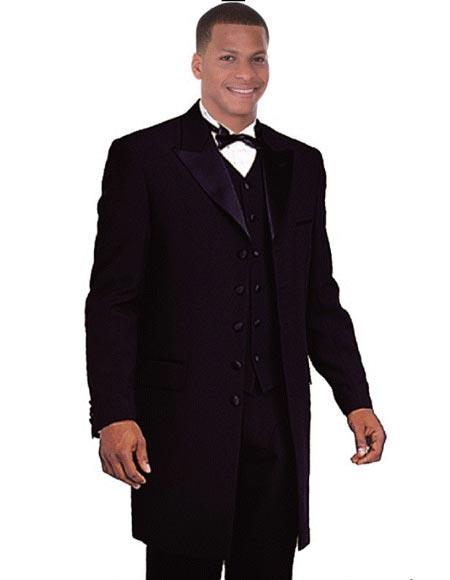 Burgundy ~ Plum And Dark Navy Blue Lapel Burgundy Suit Tuxedo Vested 3 Piece Suit Wedding / Prom / Party Suit