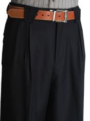 Men's Classic Fit Pleated Front Black Wide Leg Style Fit Pants Men's Wide Leg Trousers