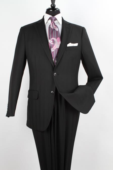 Tweed Suit - Tweed Wedding Suit Mens 2 Piece Executive Suit - Solid Black - Herringbone Tweed Pattern