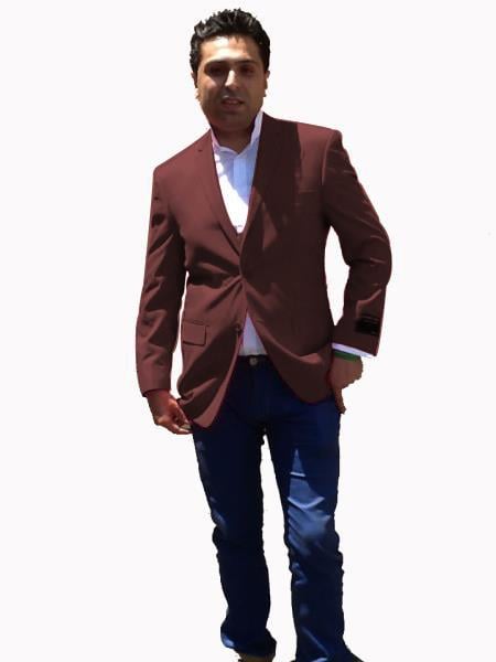 Stage Party Bright Men's Sport Coat / Dinner Jacket Blazer Vented Dark Brown