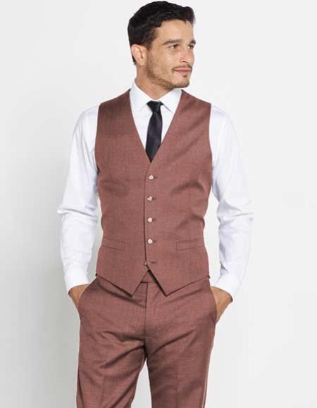 Men's Vest + Matching Dress Pants Set + Any Color Shirt & Tie Beige