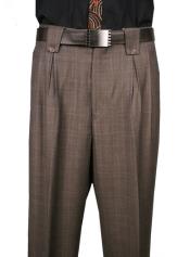 Men's Classic Fit Pleated Front classy Wide Leg Cut Dress Pants Brown Men's Wide Leg Trousers