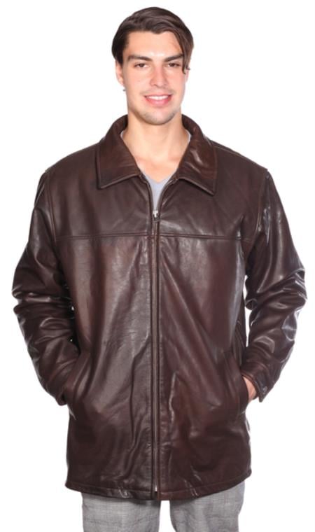 Classic Zip Front Lamb Coat w/ Thinsulateâ„¢ Zip-out Liner Brown Available in Big and Tall