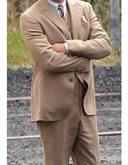 Men’s Brown Wool Blend vested suit