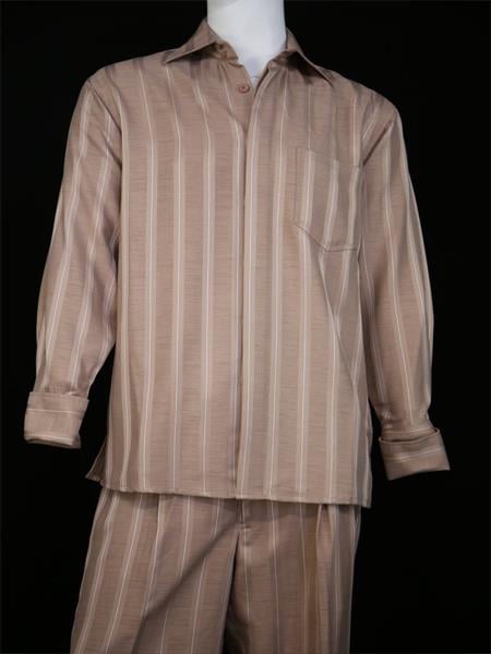 Men's Centerline Stripes 2pc Buff Shirt and Pants