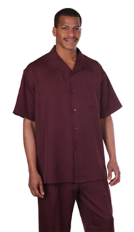 Men's Silky Soft Polyester Short Sleeve Two Piece Mens Walking Outfit