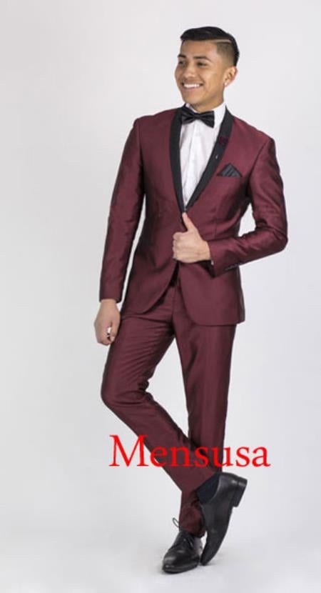 Men's Burgundy ~ Wine ~ Maroon Suit Slim Fit 3 Piece 2 Button Suits main image 1
