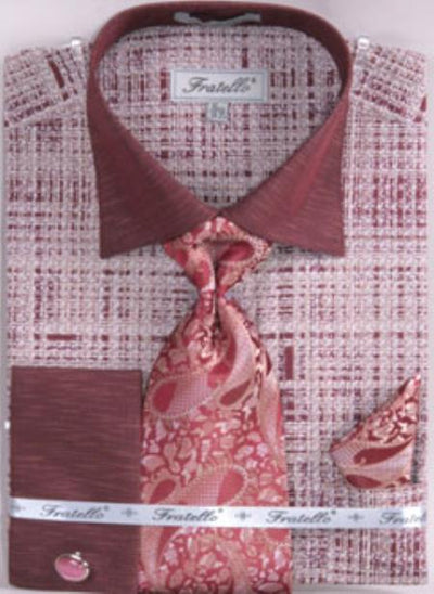 Burgundy French Cuff Dress Shirt