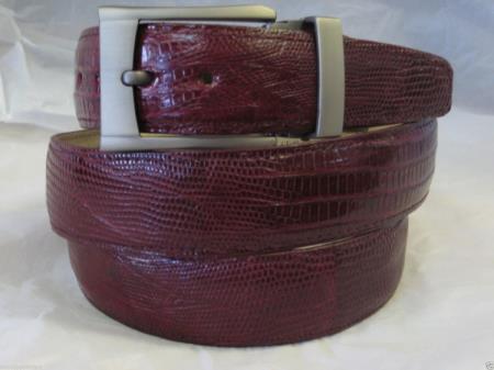 Men's Genuine Authentic Burgundy ~ Wine ~ Maroon Lizard Belt