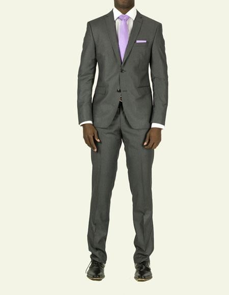 Men's Dark Grey Pick Stitched Suit