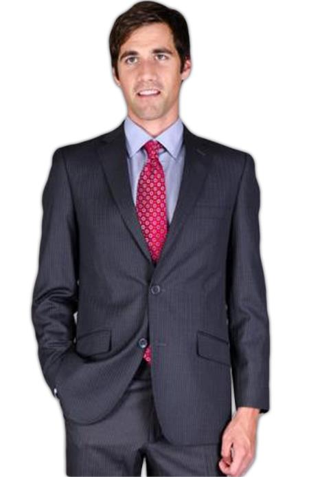 Men's Slim Fit Charcoal Stripe ~ Pinstripe 2-Button Suit