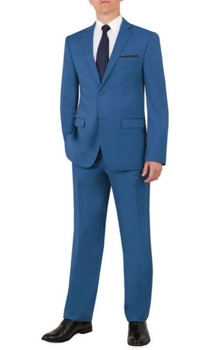 Slim Fit Suit - Fitted Suit Men's Flat Front Pants Cobalt Blue ~ Indigo ~ Bright Blue ~ Teal Suit tweed