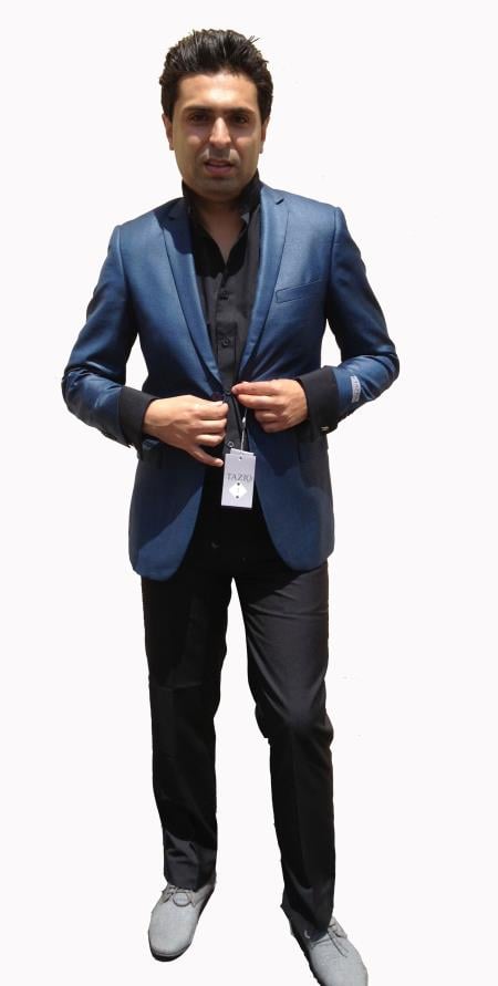 Men's Stylish Sportcoat/ Blazer Cobalt ~Indigo ~ Bright Blue~Teal ~ indigo~Metallic Blue
