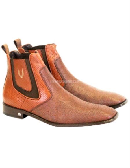 Men's Cognac Vestigium Genuine Catshark Chelsea Boots Handcrafted
