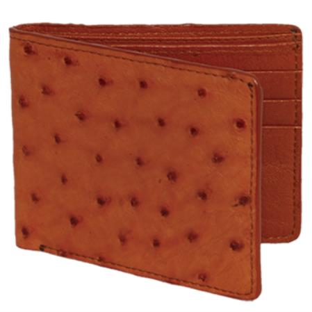 Men's Genuine Exotic Animal Skin Carteras Avestruz Men's Wallet â€“ Cognac