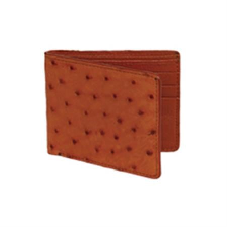 Wallet- Cognac Genuine Exotic Ostrich Leg