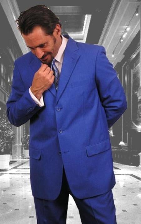 Mens Colorful Festive Royal Blue Men Dress + Matching Shirt And Tie Pacakge mensusa