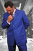 Mens Colorful Festive Royal Blue Men Dress + Matching Shirt And Tie Pacakge mensusa