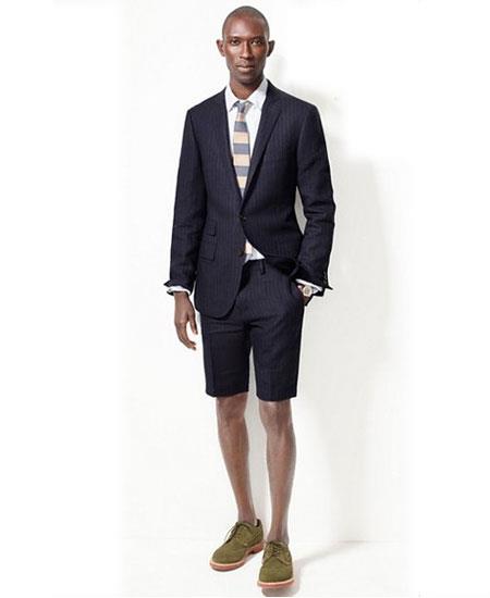 Men's Dark Blue Suit For Men Summer Business Suits With Shorts Pants Set (Sport Coat Looking)