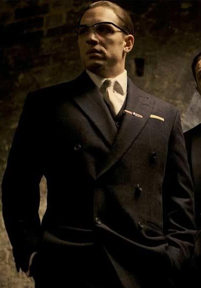 Men's Legend Tom Hardy "Look" Double Breasted Solid Black Suit