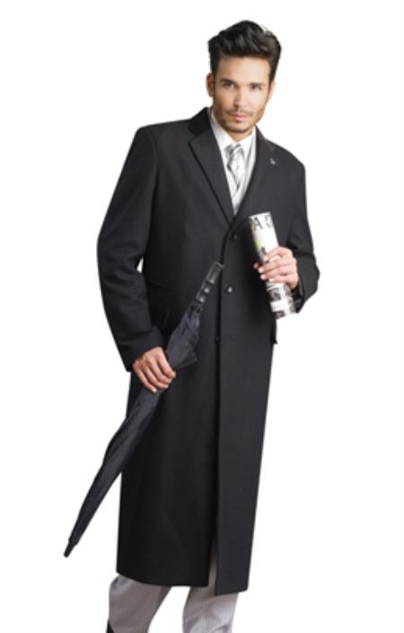 Mens Overcoat Mens Topcoat Mens Dress Coat Black 100% Plush MicroFiber Dress Trench Top Long Coat main image 0