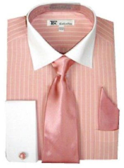 Pink Dress Shirt With White Collar and Cuff