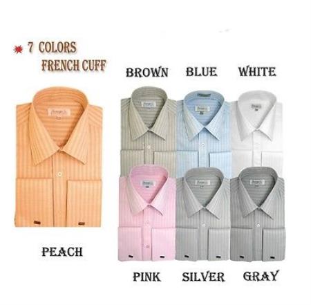 Mint Forest Multi Men's  Stripe Multi Pattern Cotton French Cuff Men's Dress Shirt