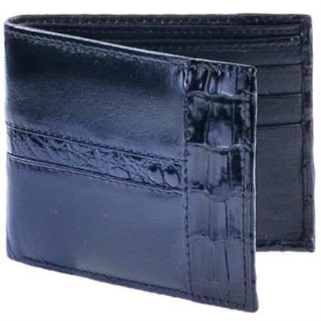 Men's Genuine Exotic Animal Skin Cartera Piel con caiman ~ World Best Alligator ~ Gator Skin Men's Wallet â€“Negro